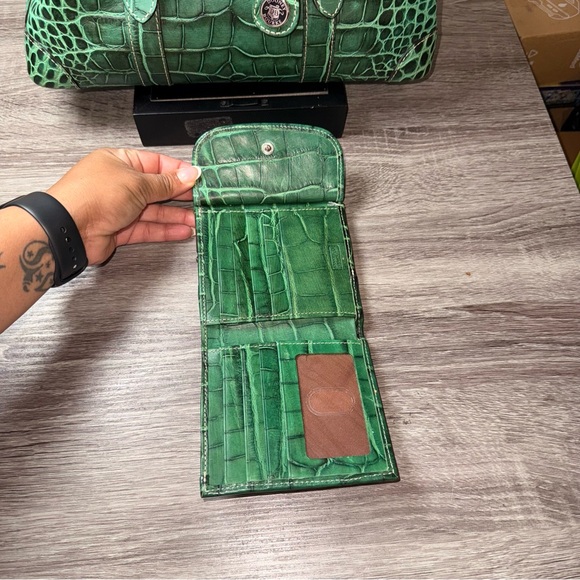Dooney & Bourke Green Croc Embossed Satchel/ wallet is not included - Picture 6 of 11